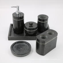 Black Granite Bathroom Accessory Set Soap/Lotion Dispenser, Toothbrush Holder, Tumbler, Salt Holder and Soap Dish